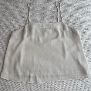 EUC Express Square Neck Flowy Cropped Cami | Off White | Size M